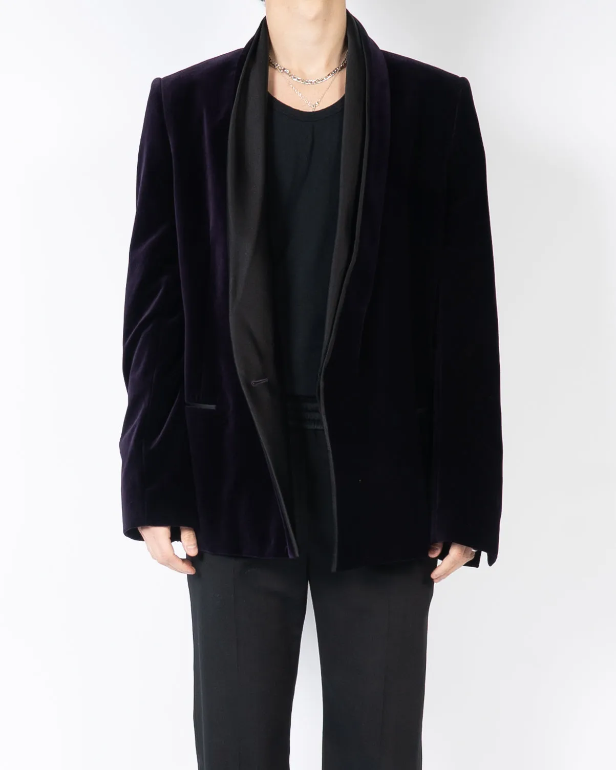 SS14 Purple Velvet Shawl Collar Blazer