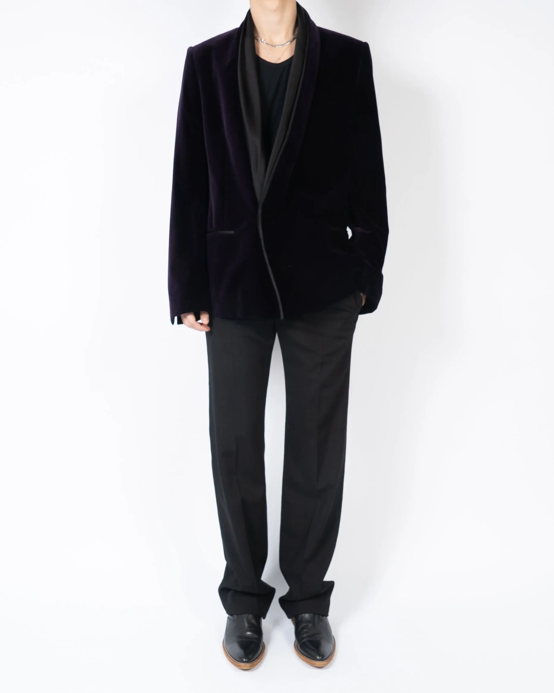SS14 Purple Velvet Shawl Collar Blazer