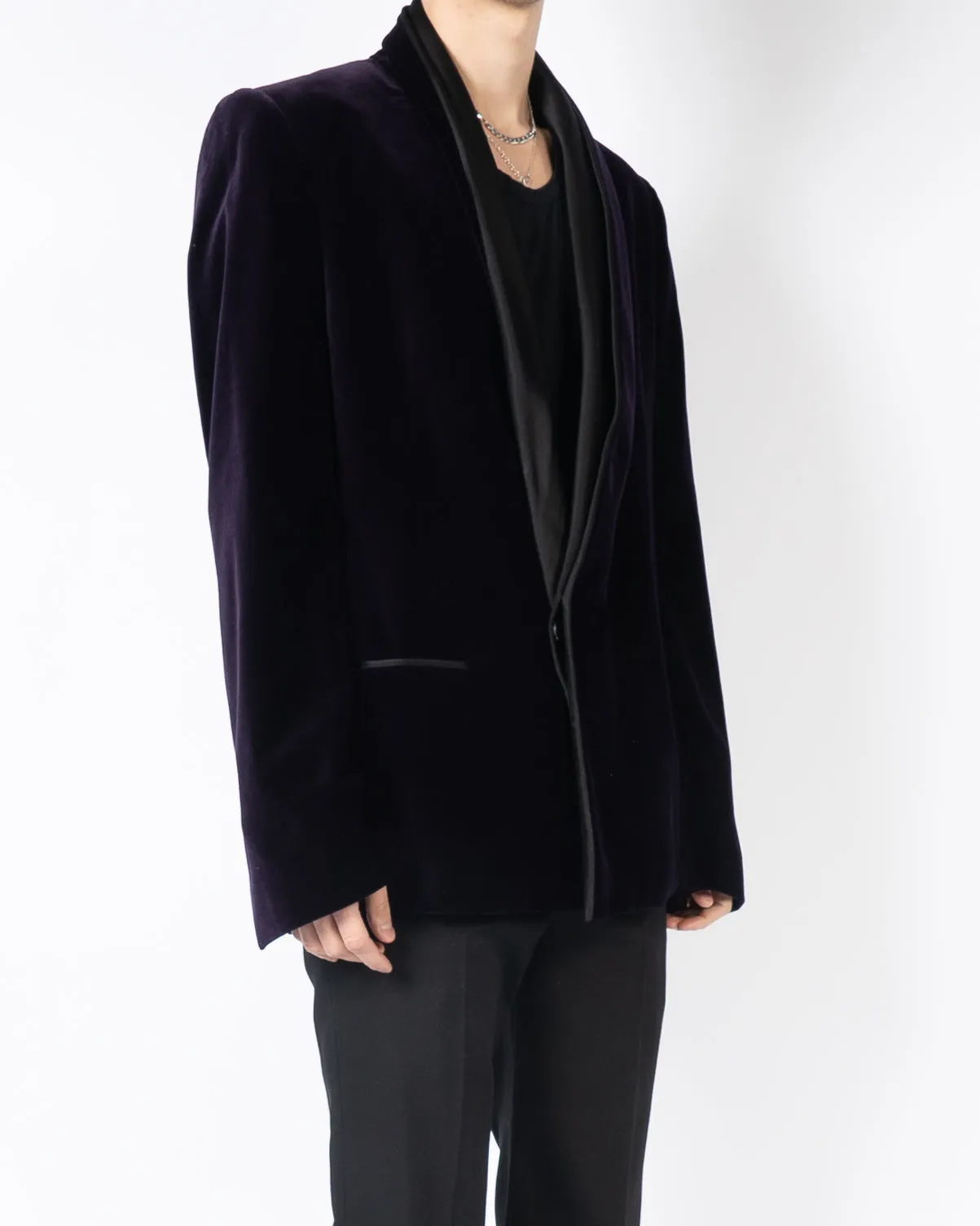 SS14 Purple Velvet Shawl Collar Blazer
