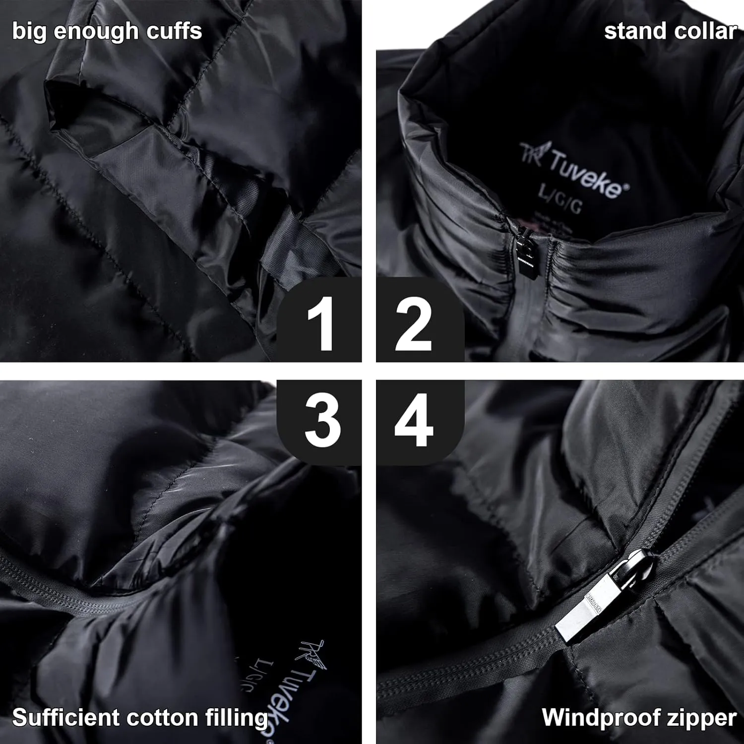 TUVEKE Men's Puffer Vest Water-Resistant winter outdoor Zipper Sleeveless Warm puffey jacket Size M To 3XL(Multicolor)