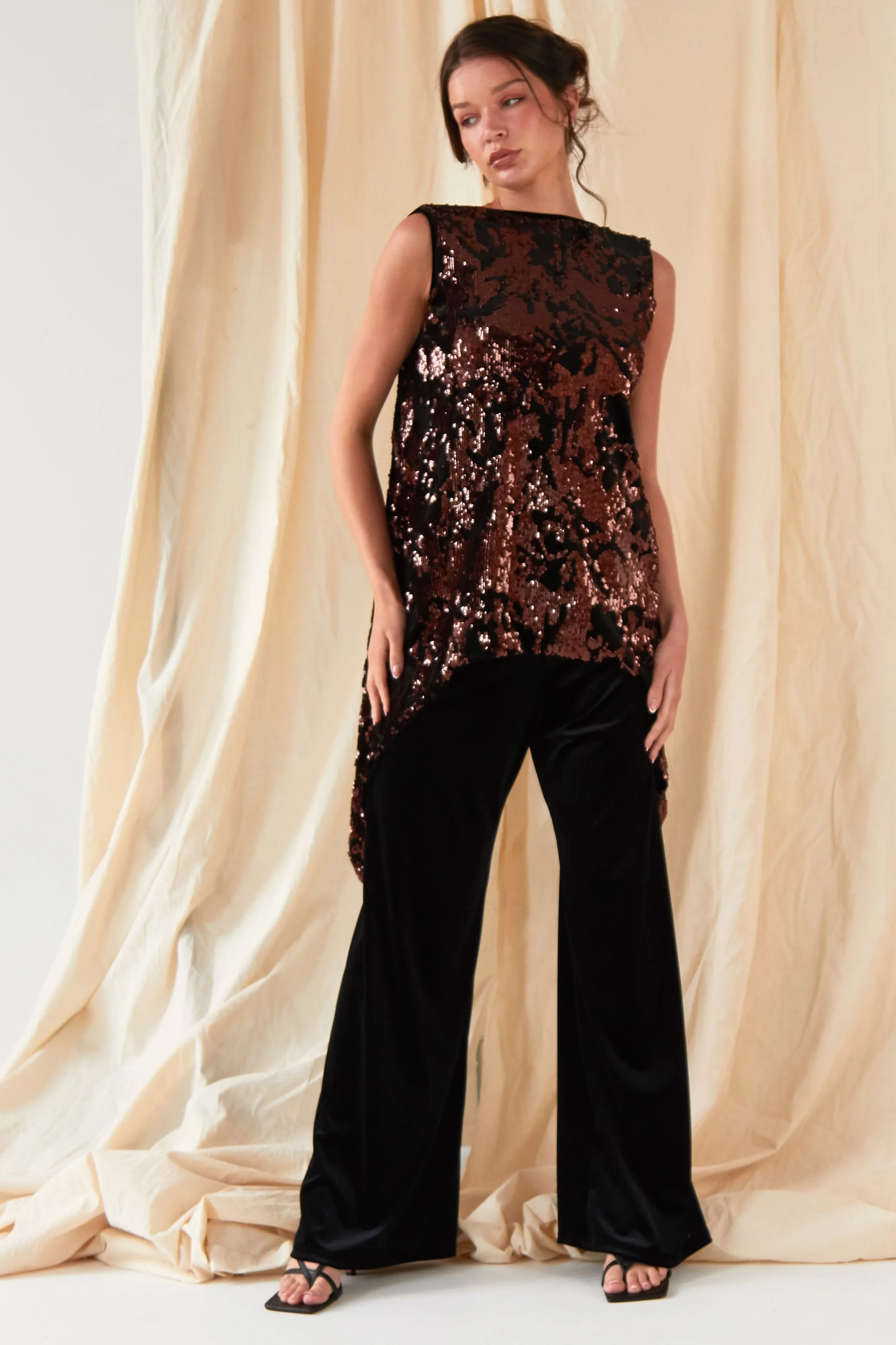 Wide Leg Velvet Trousers