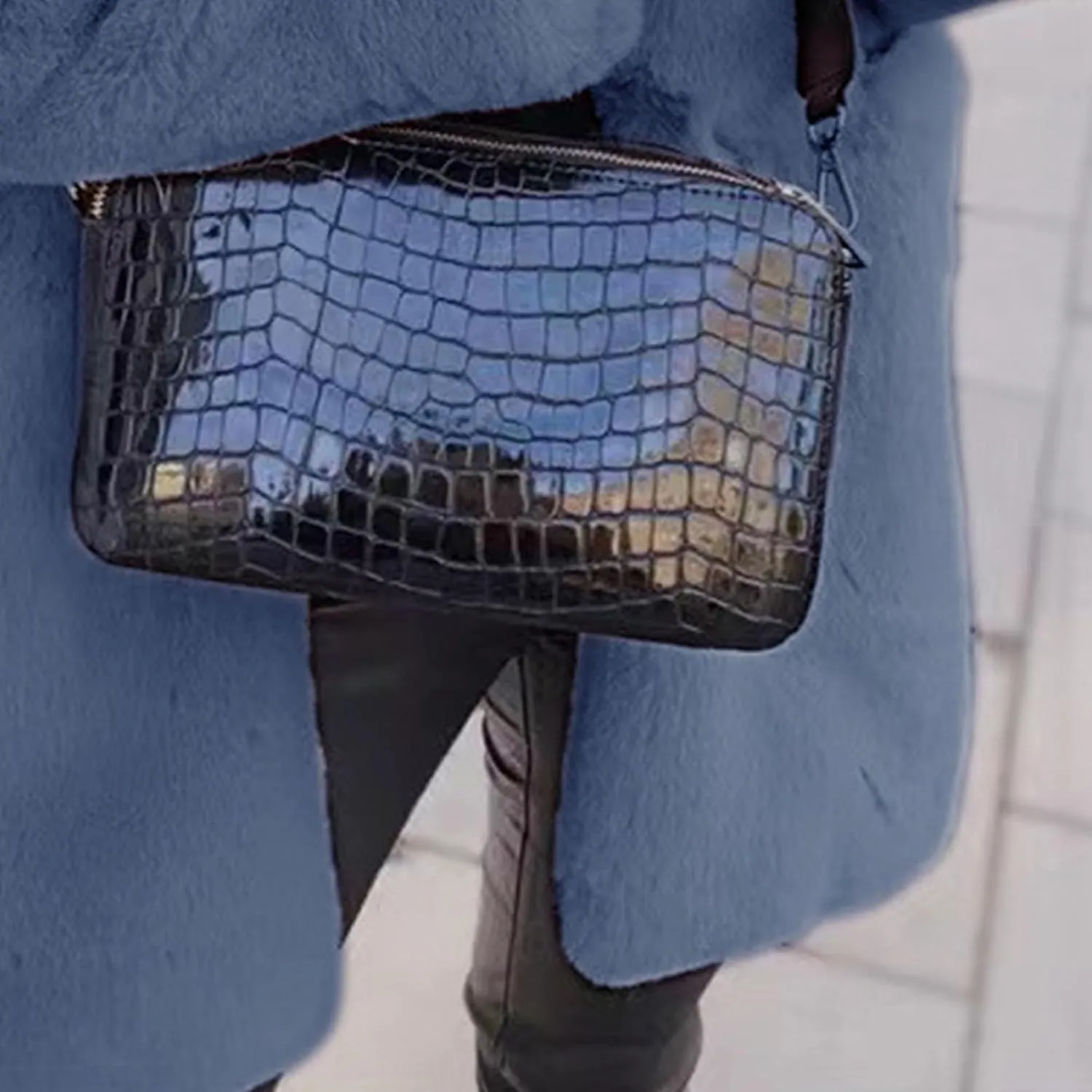 Womens Faux Fur Long Coats Warm Winter Outwear Fleece Overcoat Open Front Long Cardigan Jacket with Pockets